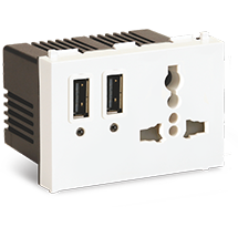3 Module 2 Port USB Charger (with Int. Socket)